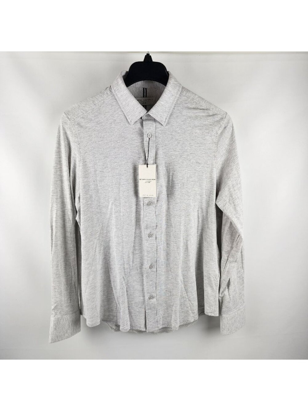 Report Collection Men Large Gray Lux Knit 4-Way Stretch L/S Button Up NWT